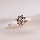 Stunning 1.0 - 2.0 CT Oval Moissanite Engagement Ring with Pave & Halo Design 1