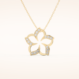 0.23 TCW Round Cut Moissanite Flower Charm Necklace
