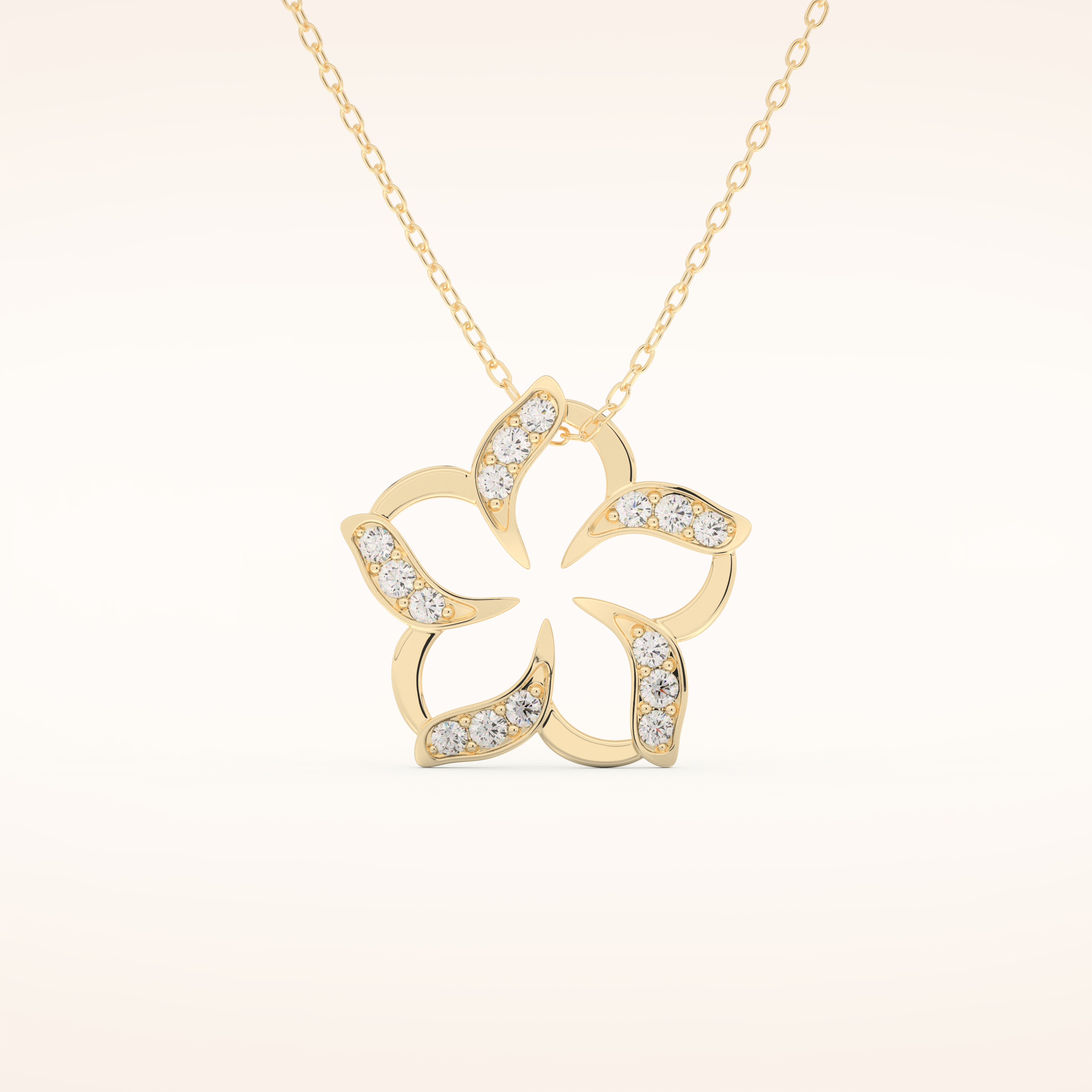 0.23 TCW Round Cut Moissanite Flower Charm Necklace