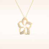 0.23 TCW Round Cut Moissanite Flower Charm Necklace