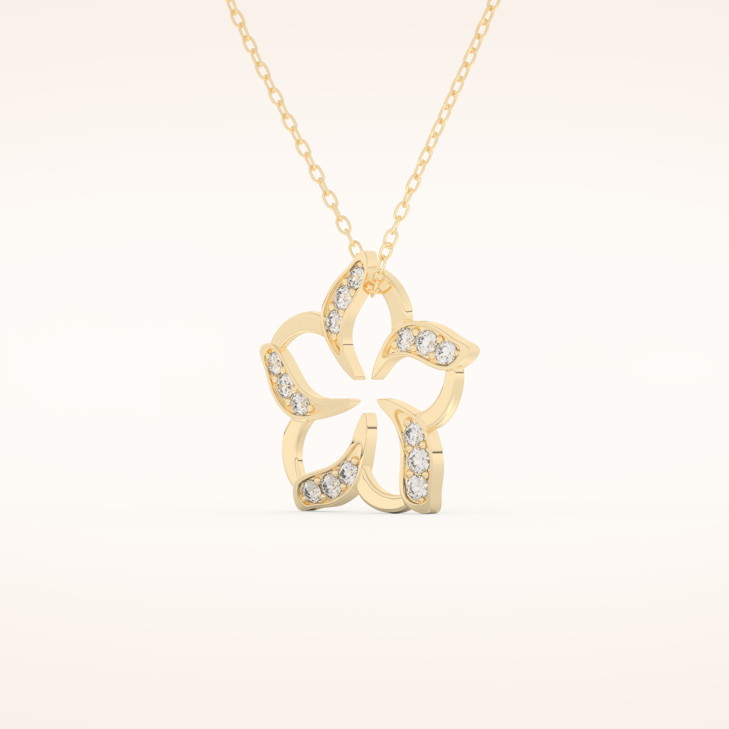 0.23 TCW Round Cut Moissanite Flower Charm Necklace