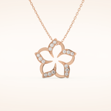 0.23 TCW Round Cut Moissanite Flower Charm Necklace
