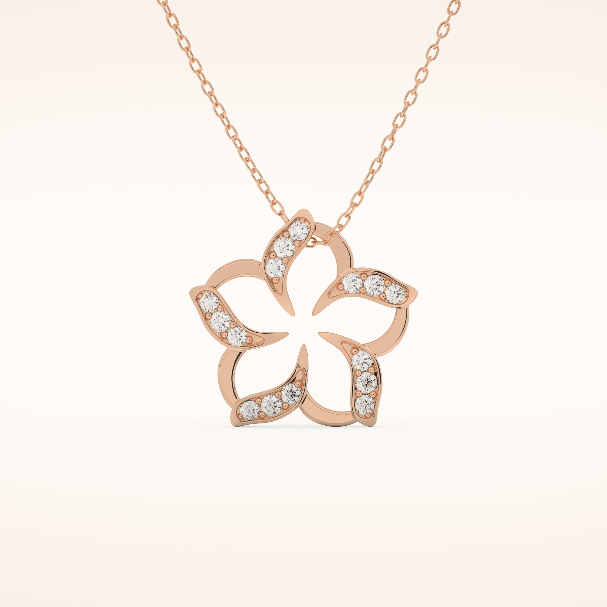 0.23 TCW Round Cut Moissanite Flower Charm Necklace