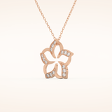 0.23 TCW Round Cut Moissanite Flower Charm Necklace