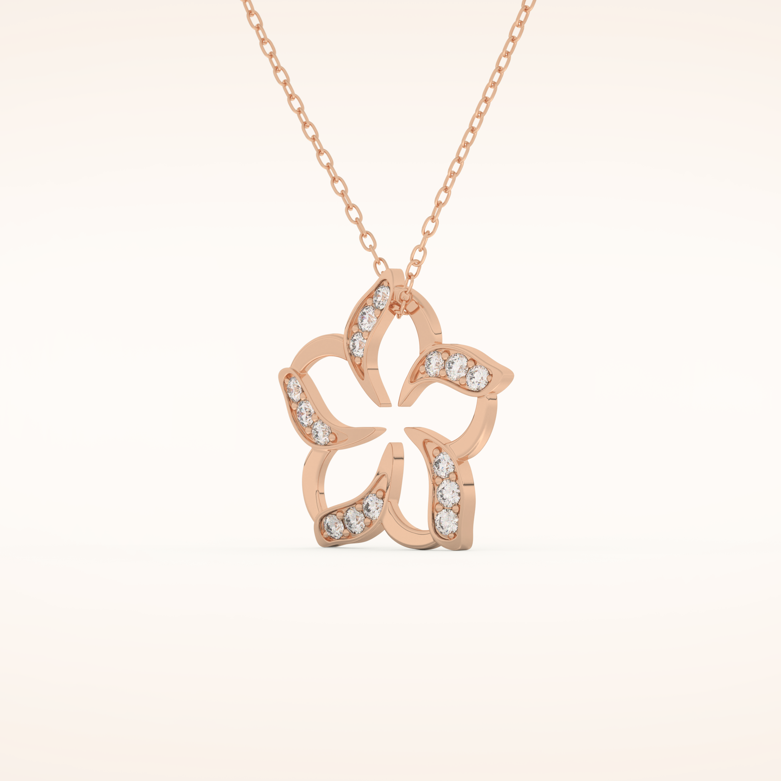 0.23 TCW Round Cut Moissanite Flower Charm Necklace