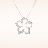 0.23 TCW Round Cut Moissanite Flower Charm Necklace