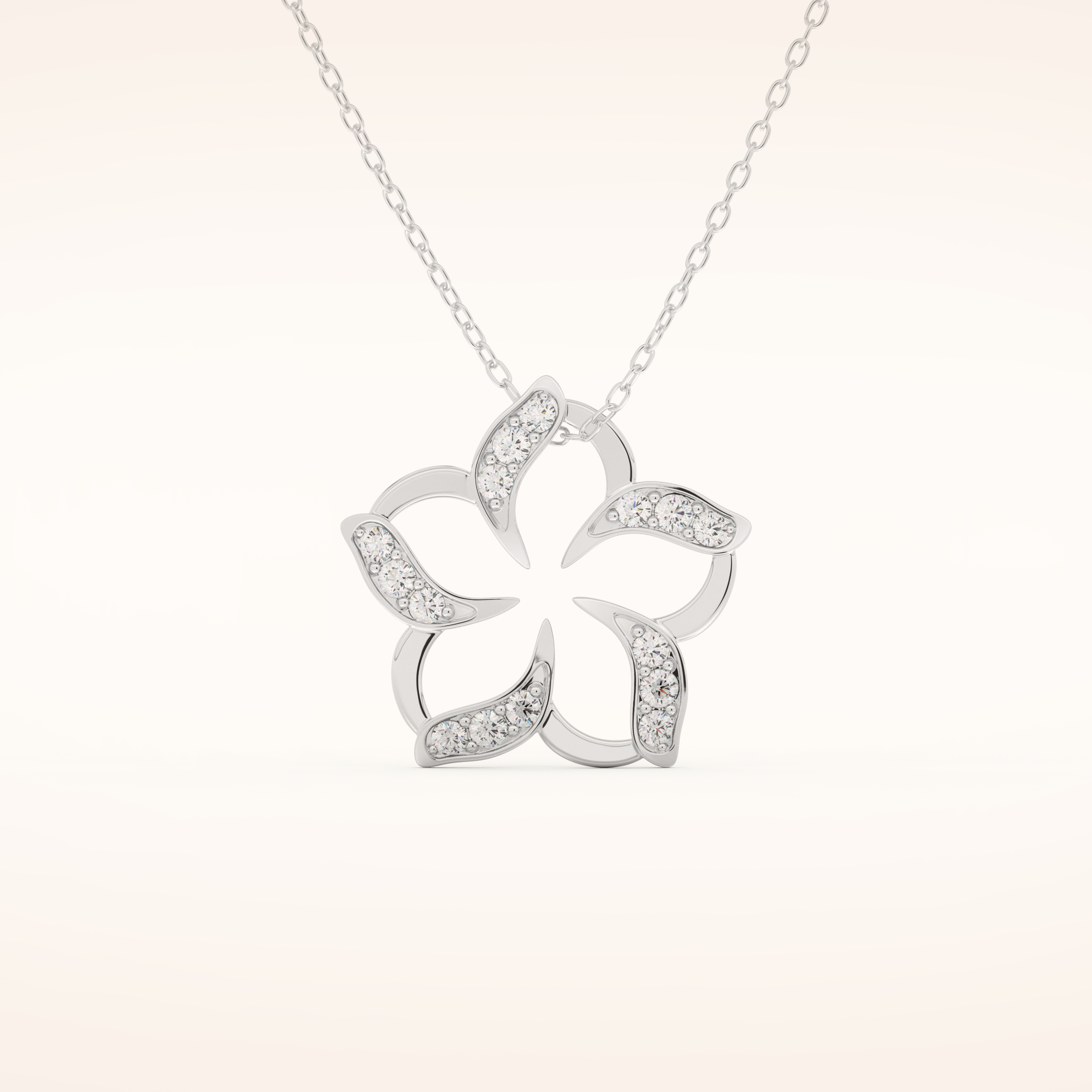 0.23 TCW Round Cut Moissanite Flower Charm Necklace