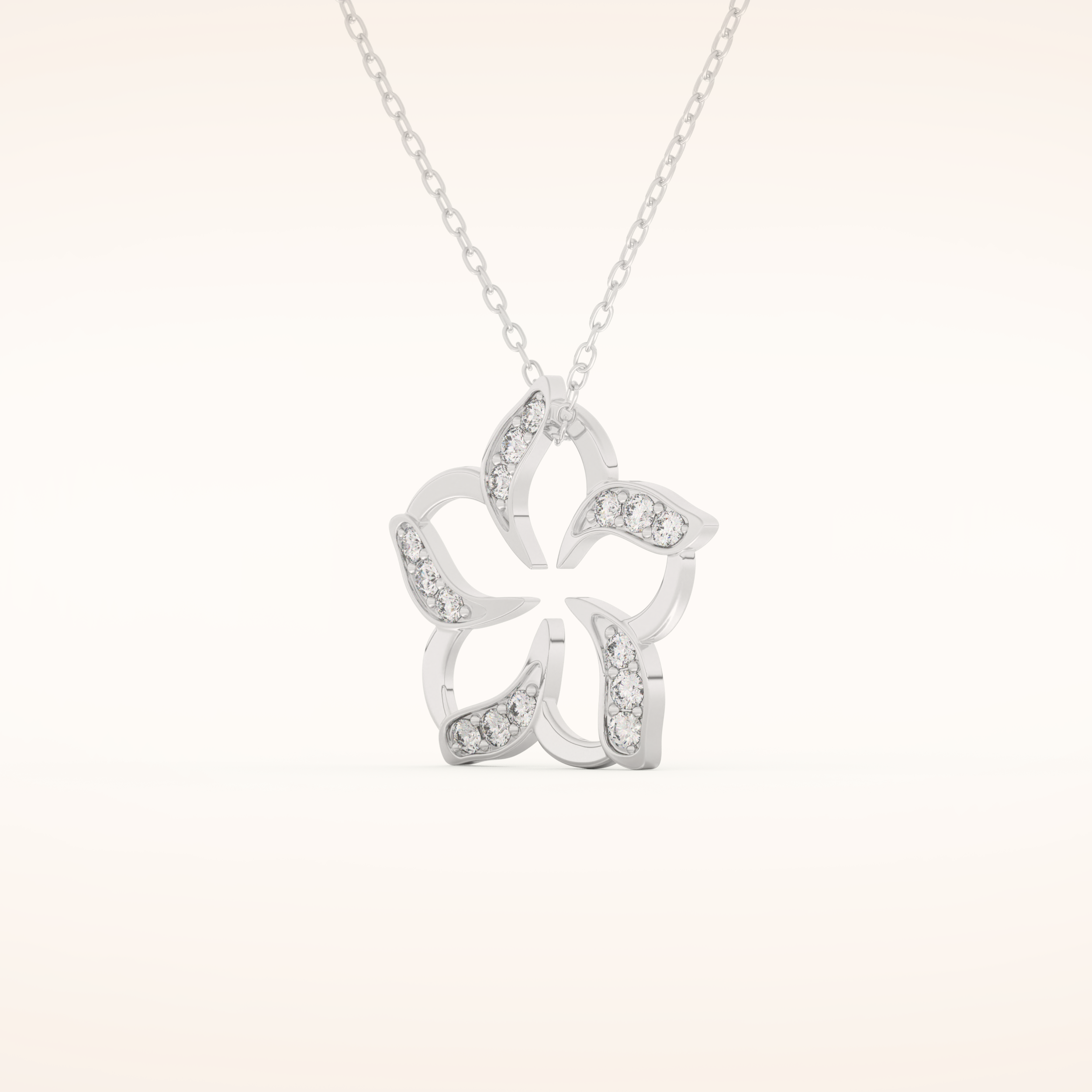 0.23 TCW Round Cut Moissanite Flower Charm Necklace