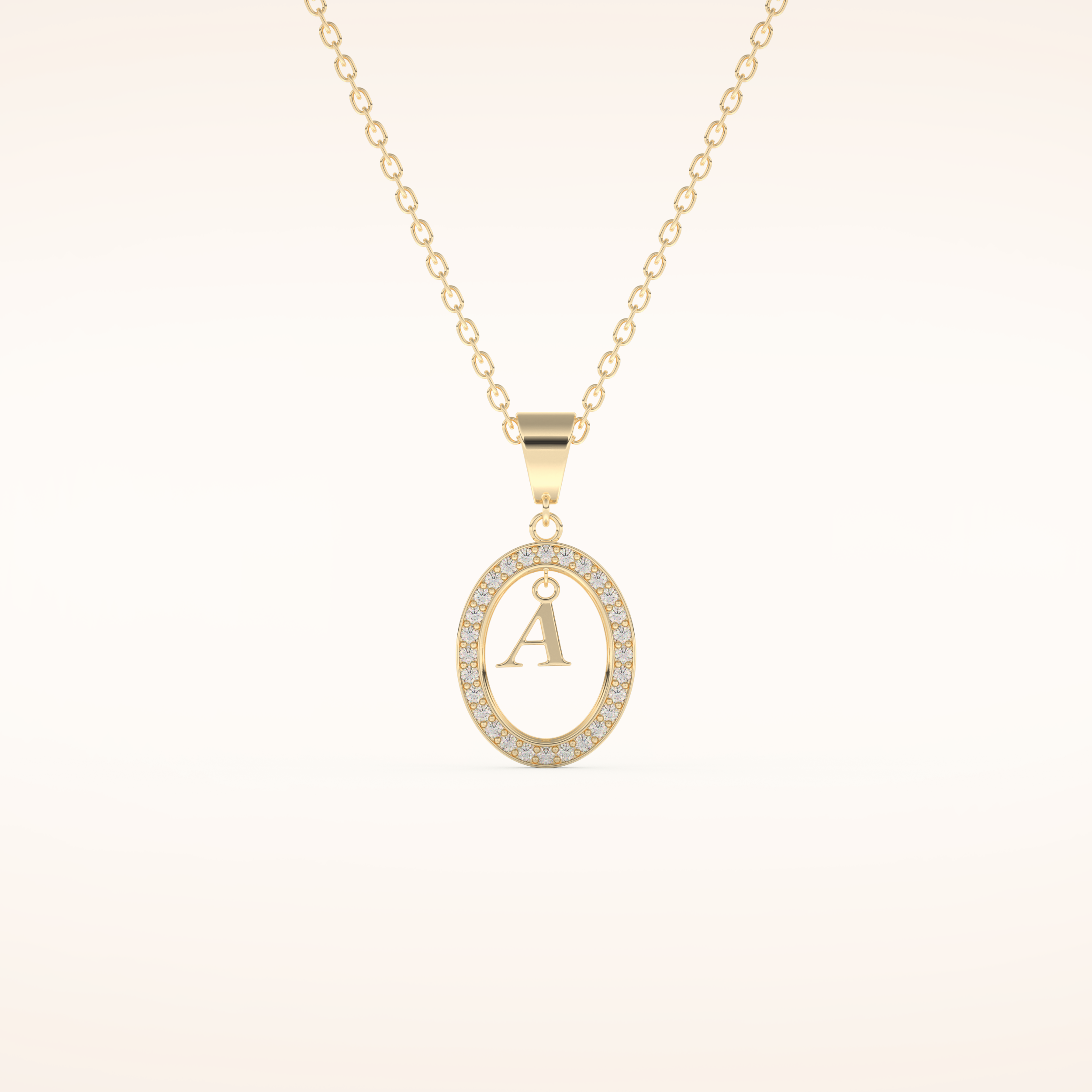 0.05 TCW Round Cut Moissanite A Initial Necklace