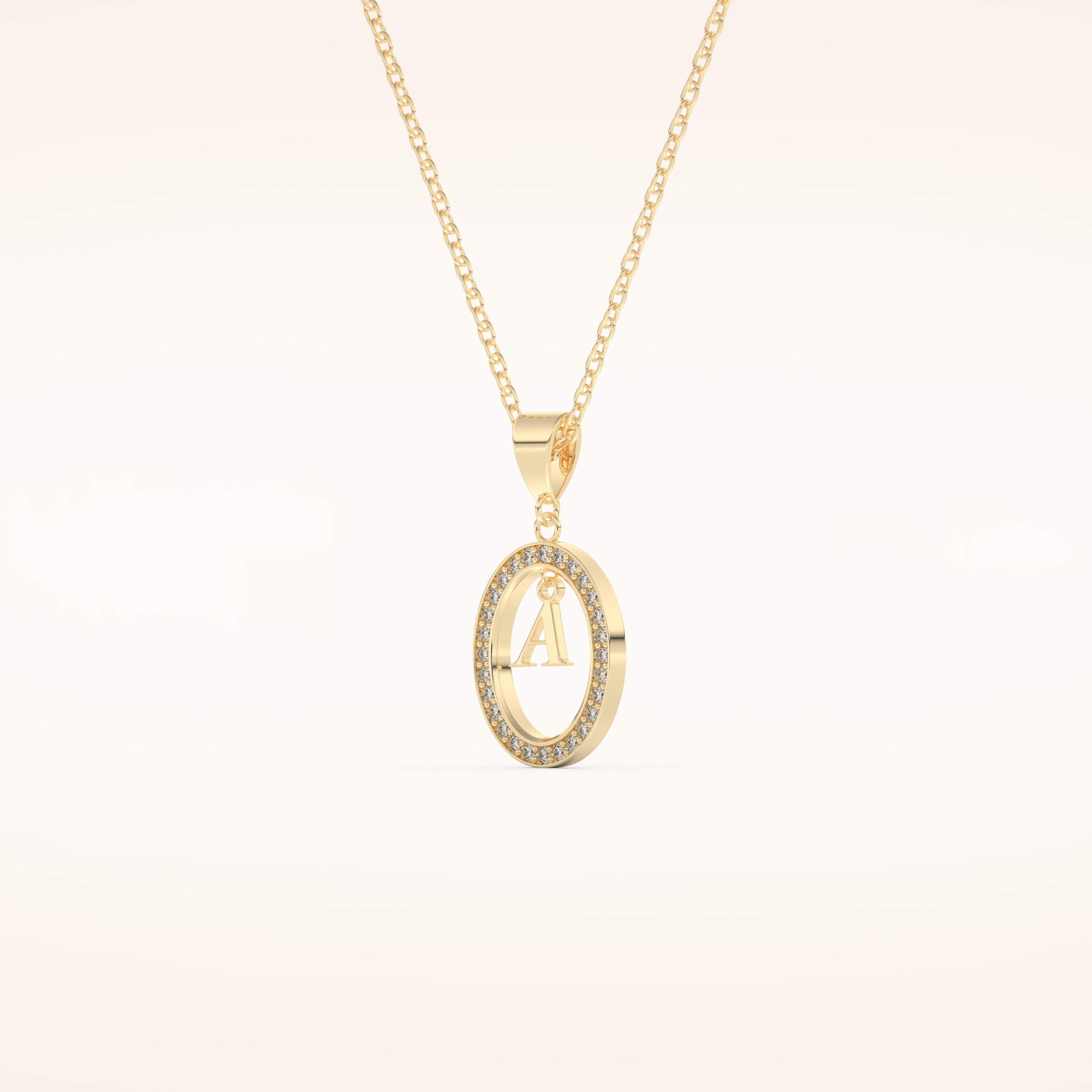 0.05 TCW Round Cut Moissanite A Initial Necklace