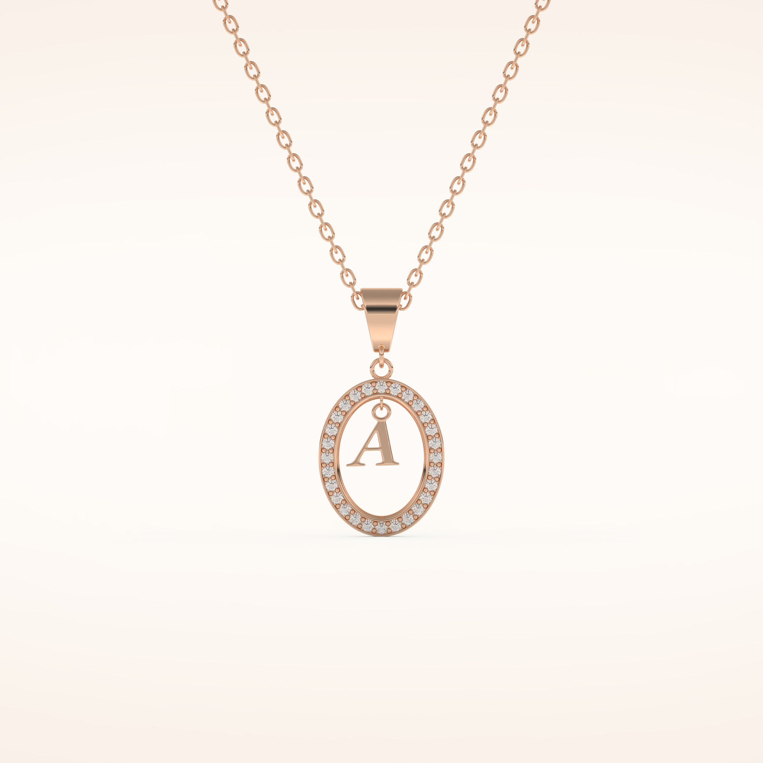 0.05 TCW Round Cut Moissanite A Initial Necklace