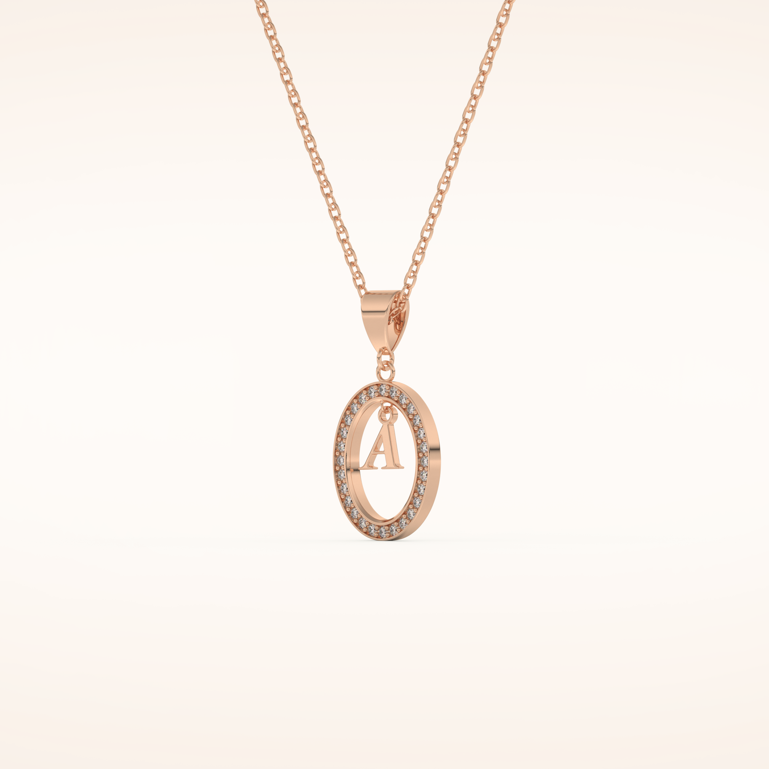 0.05 TCW Round Cut Moissanite A Initial Necklace