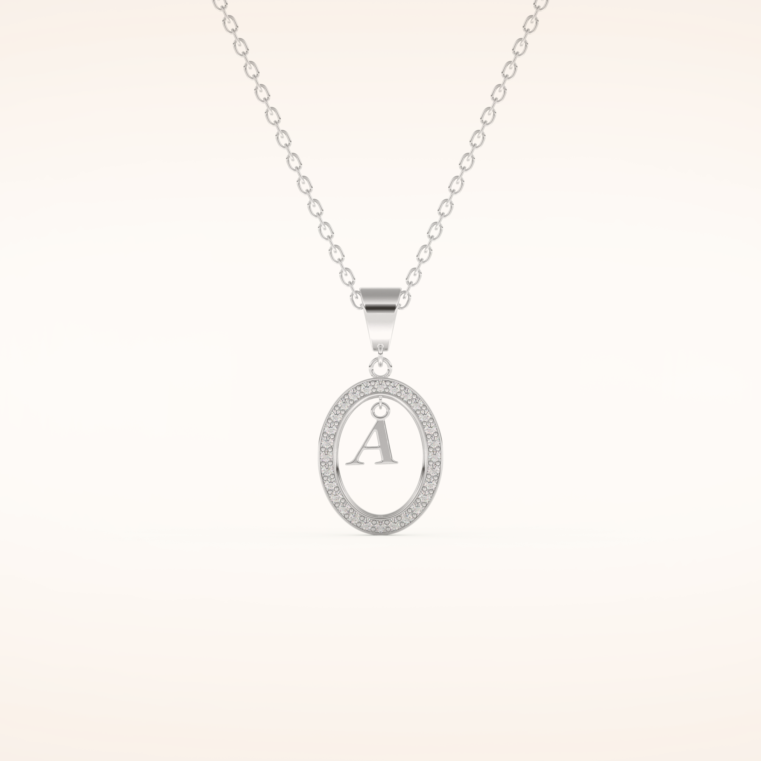 0.05 TCW Round Cut Moissanite A Initial Necklace