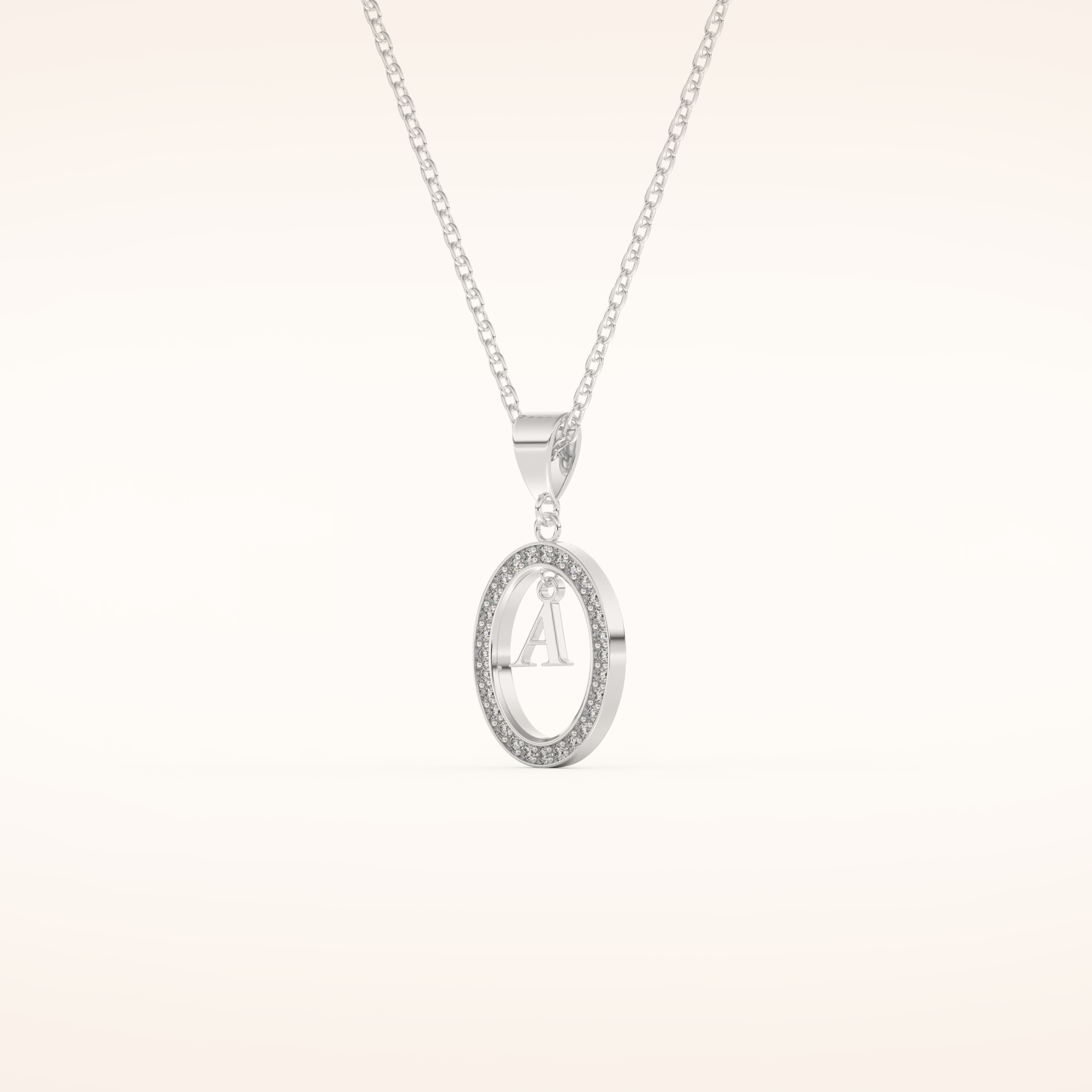 0.05 TCW Round Cut Moissanite A Initial Necklace