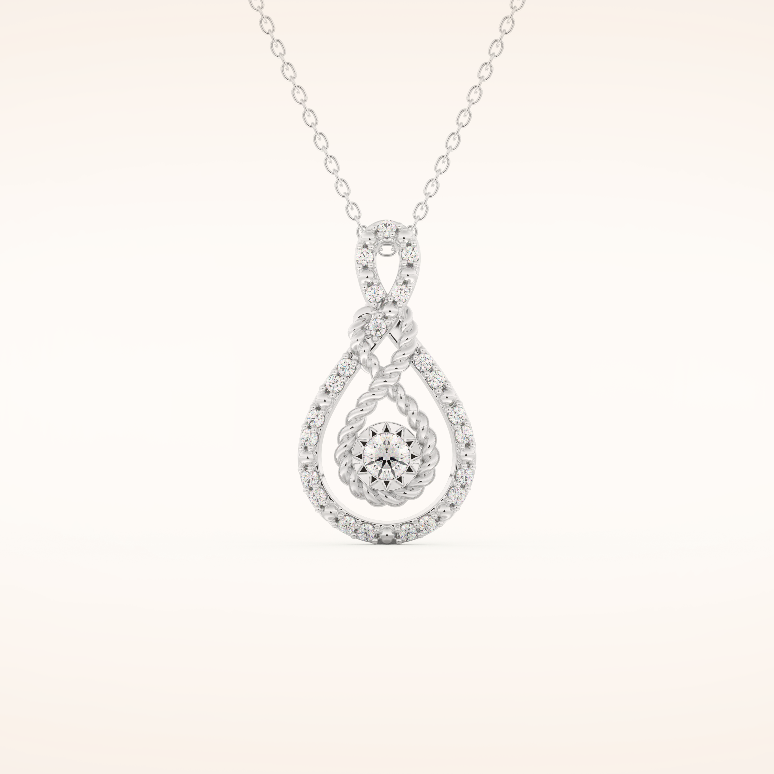 0.11 TCW Round Cut Moissanite Charm Necklace