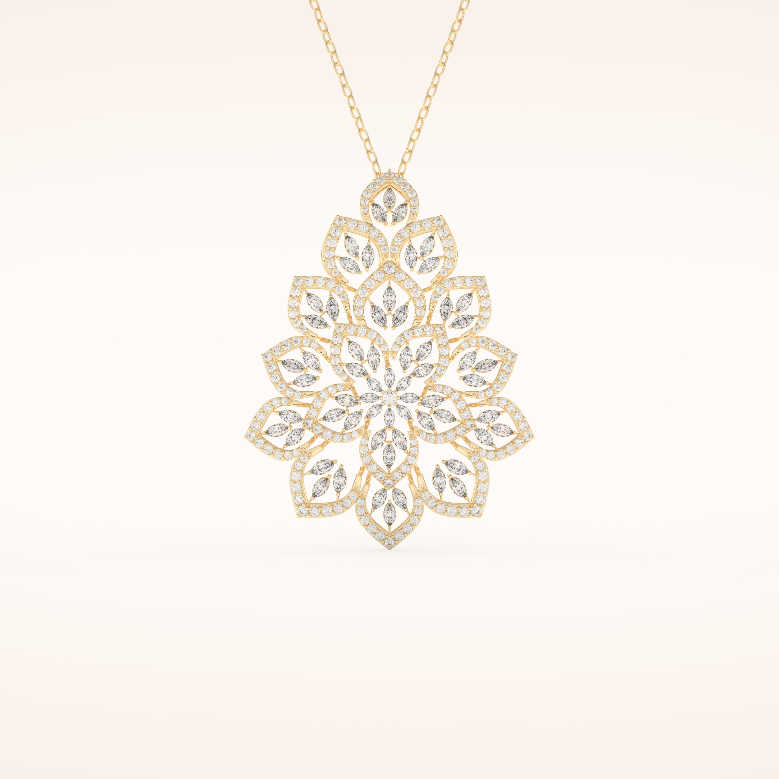 0.506 TCW Round Cut Moissanite Floral Charm Necklace