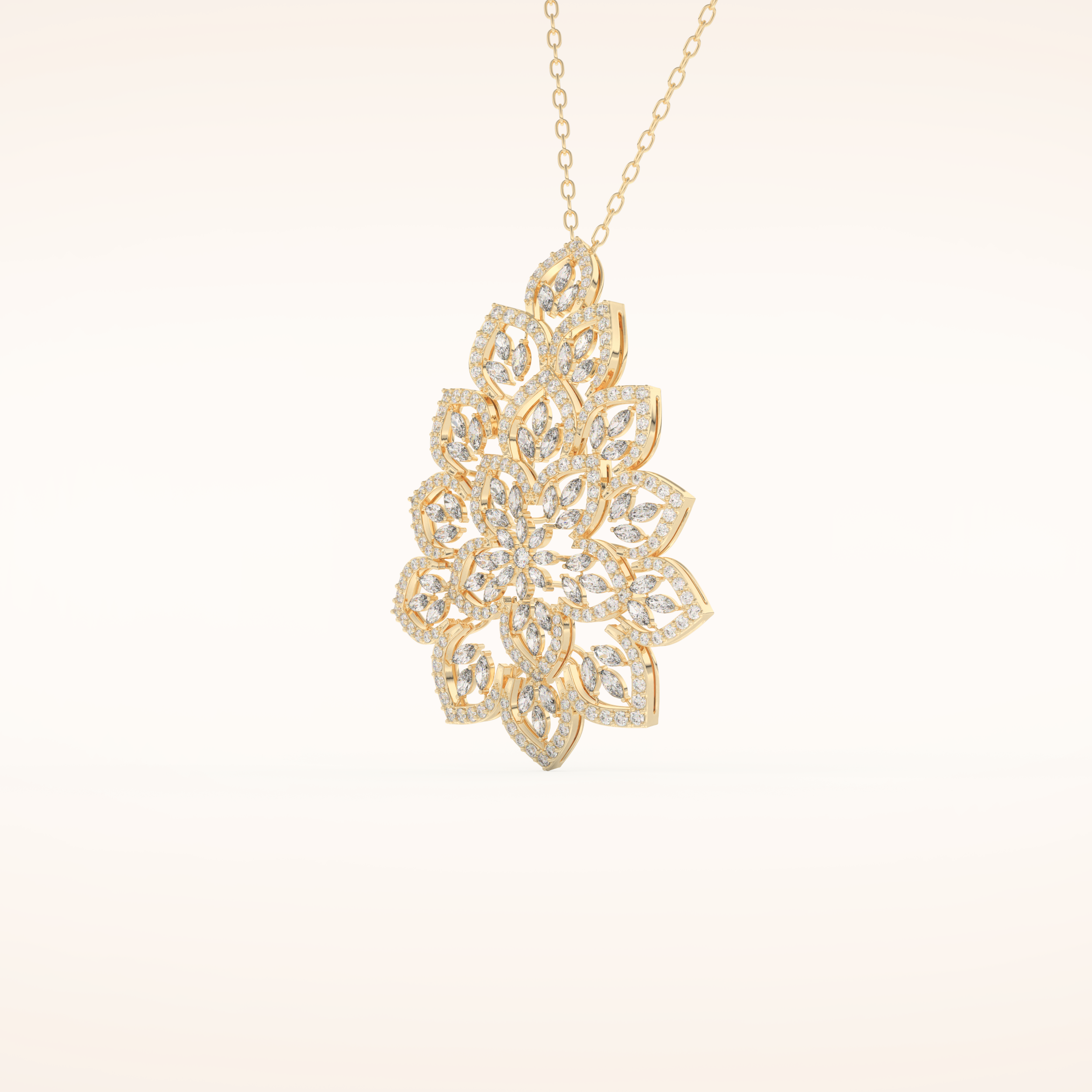 0.506 TCW Round Cut Moissanite Floral Charm Necklace