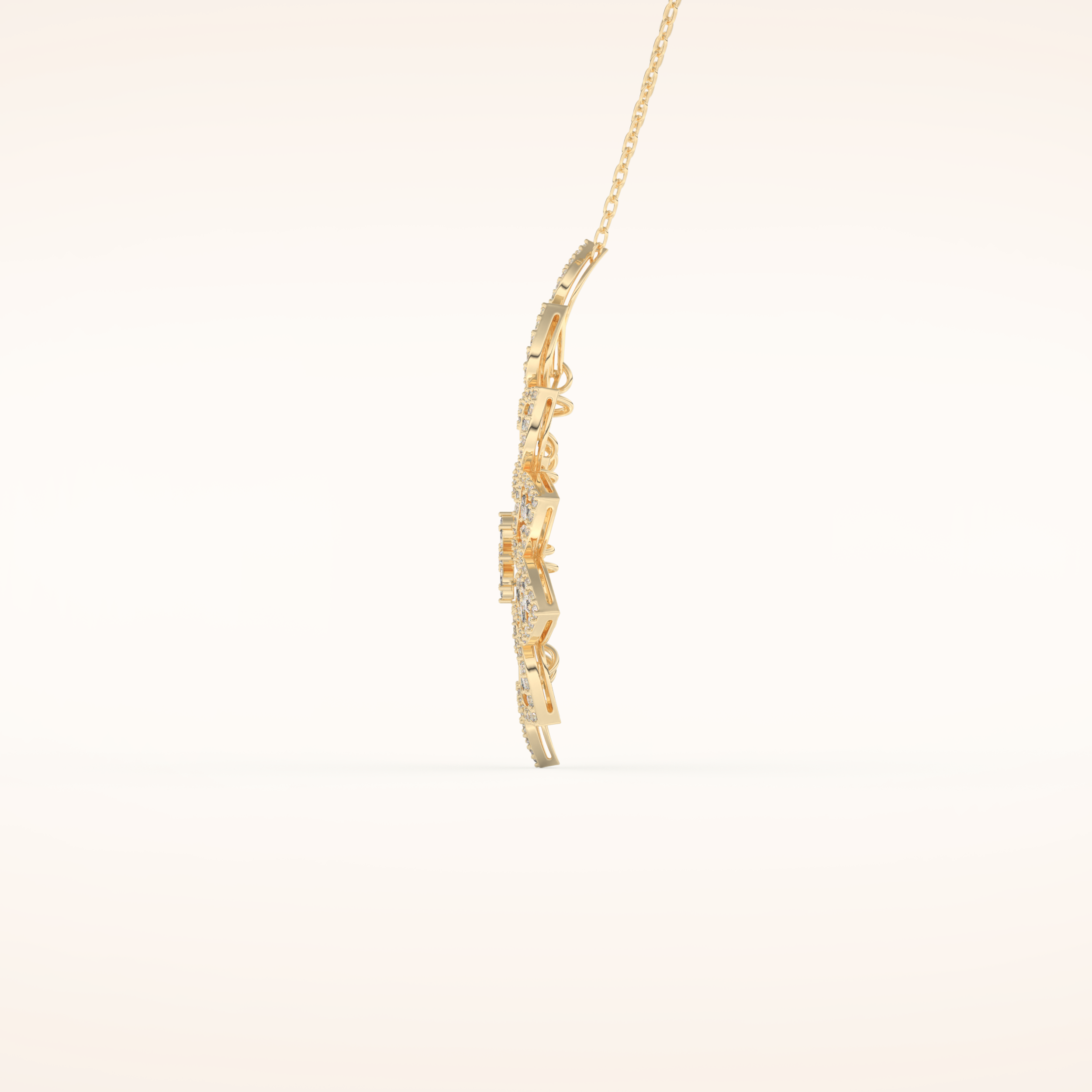 0.506 TCW Round Cut Moissanite Floral Charm Necklace