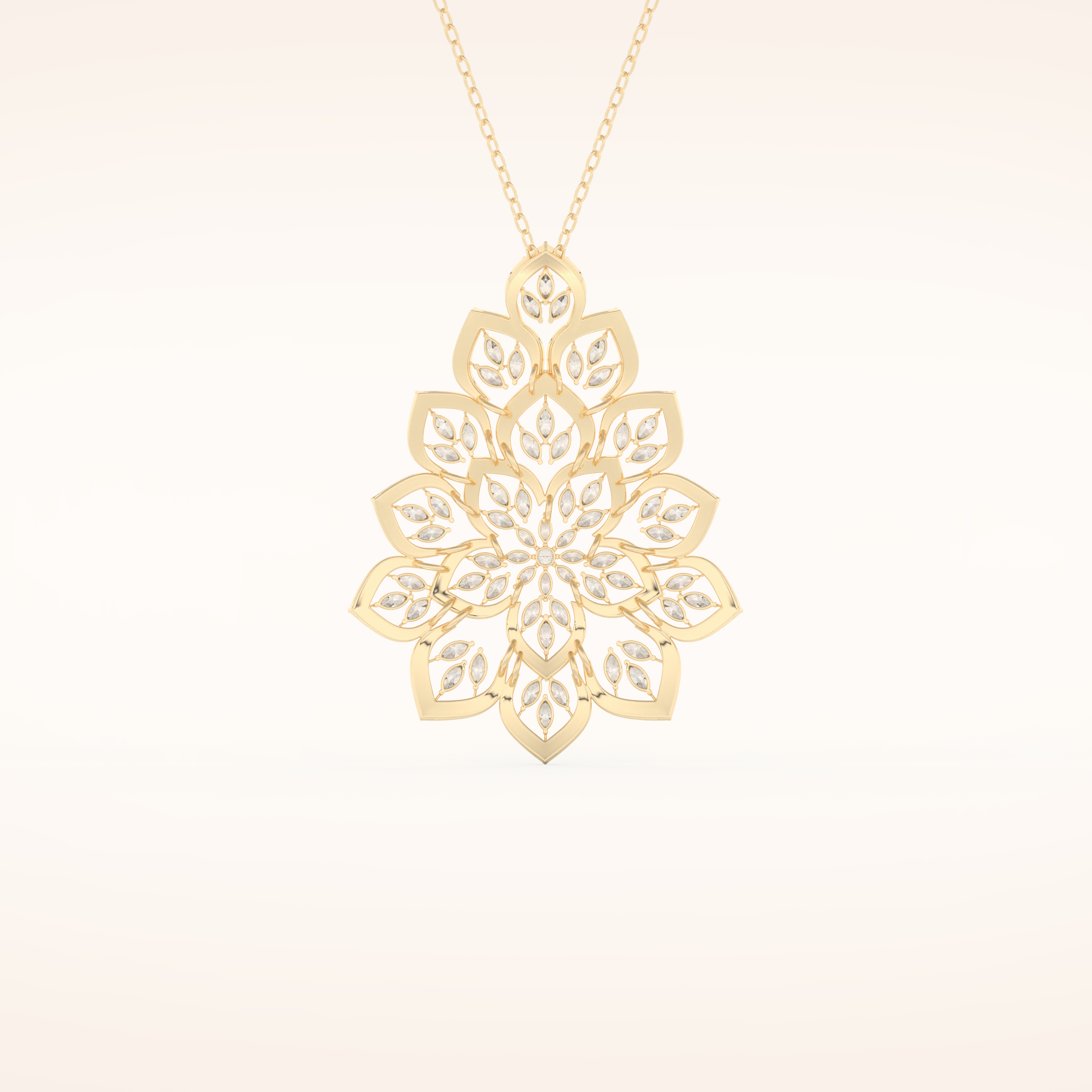 0.506 TCW Round Cut Moissanite Floral Charm Necklace
