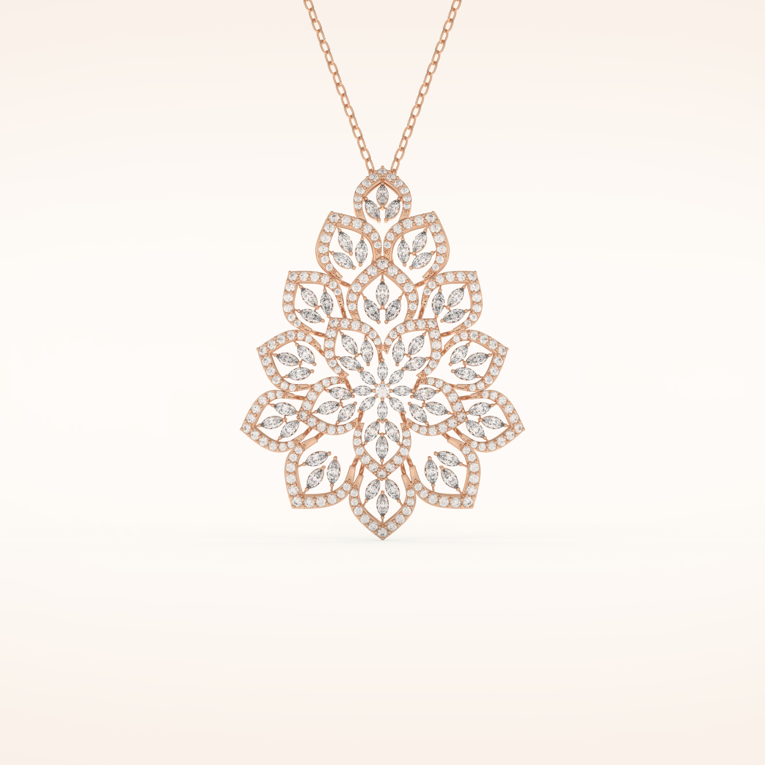 0.506 TCW Round Cut Moissanite Floral Charm Necklace