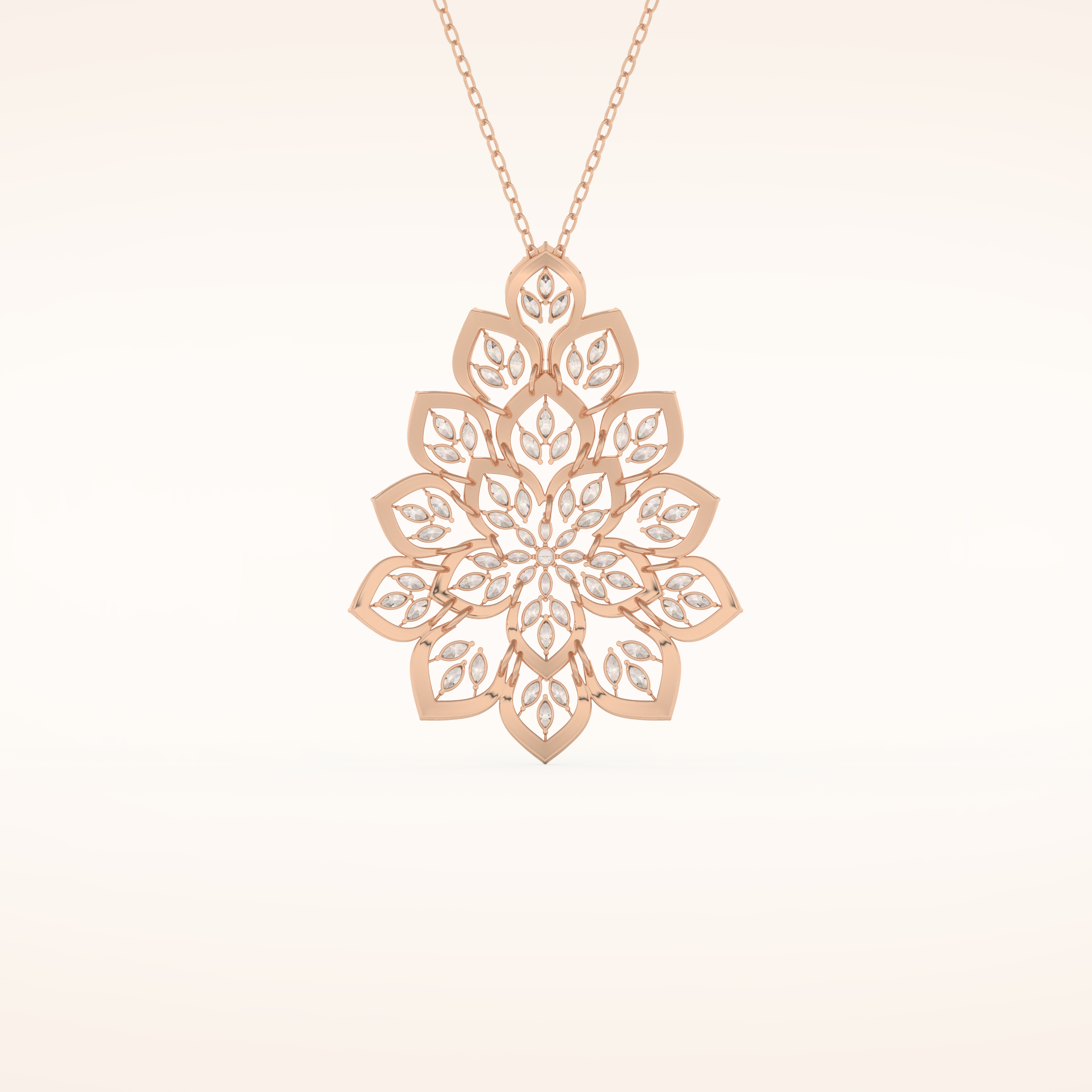 0.506 TCW Round Cut Moissanite Floral Charm Necklace