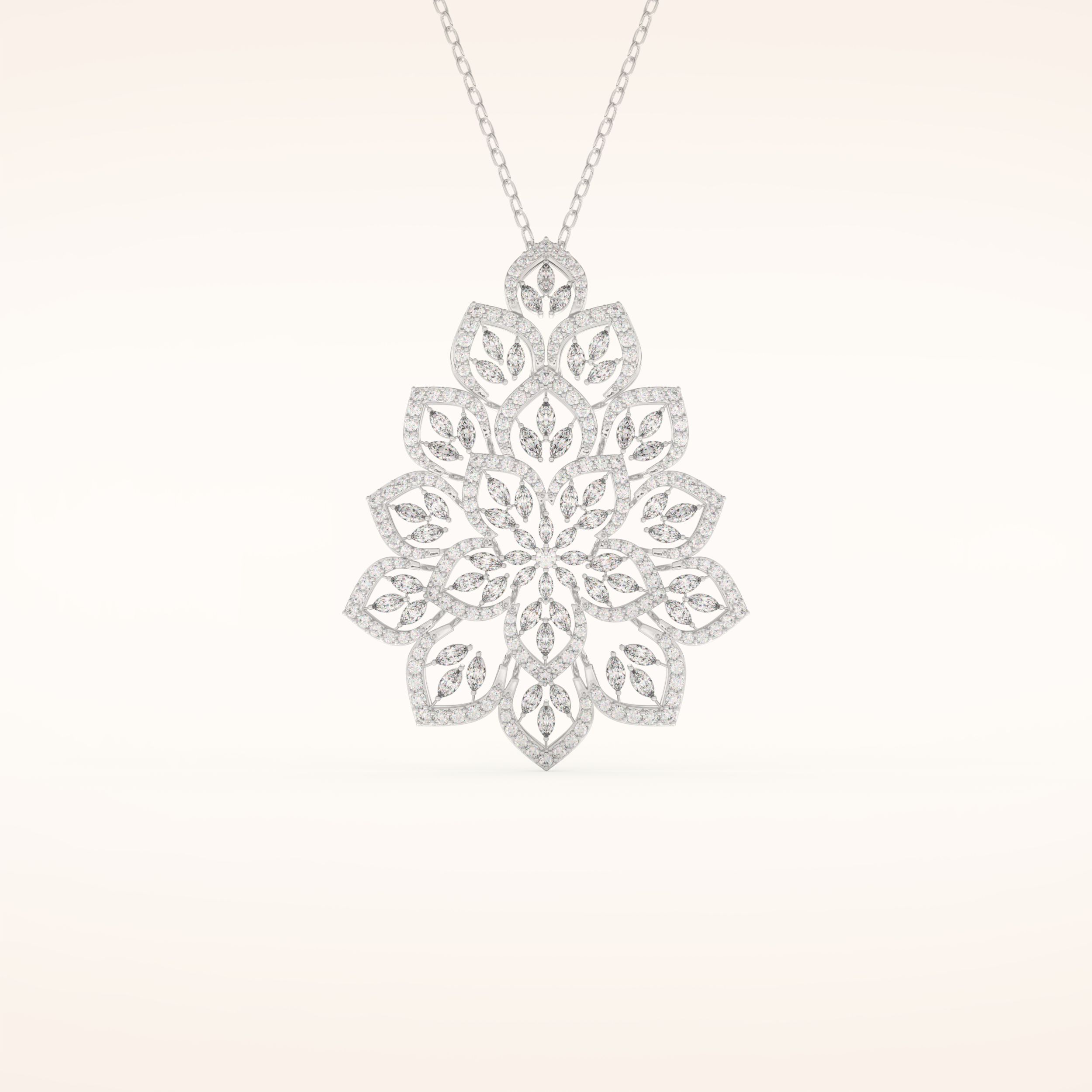0.506 TCW Round Cut Moissanite Floral Charm Necklace