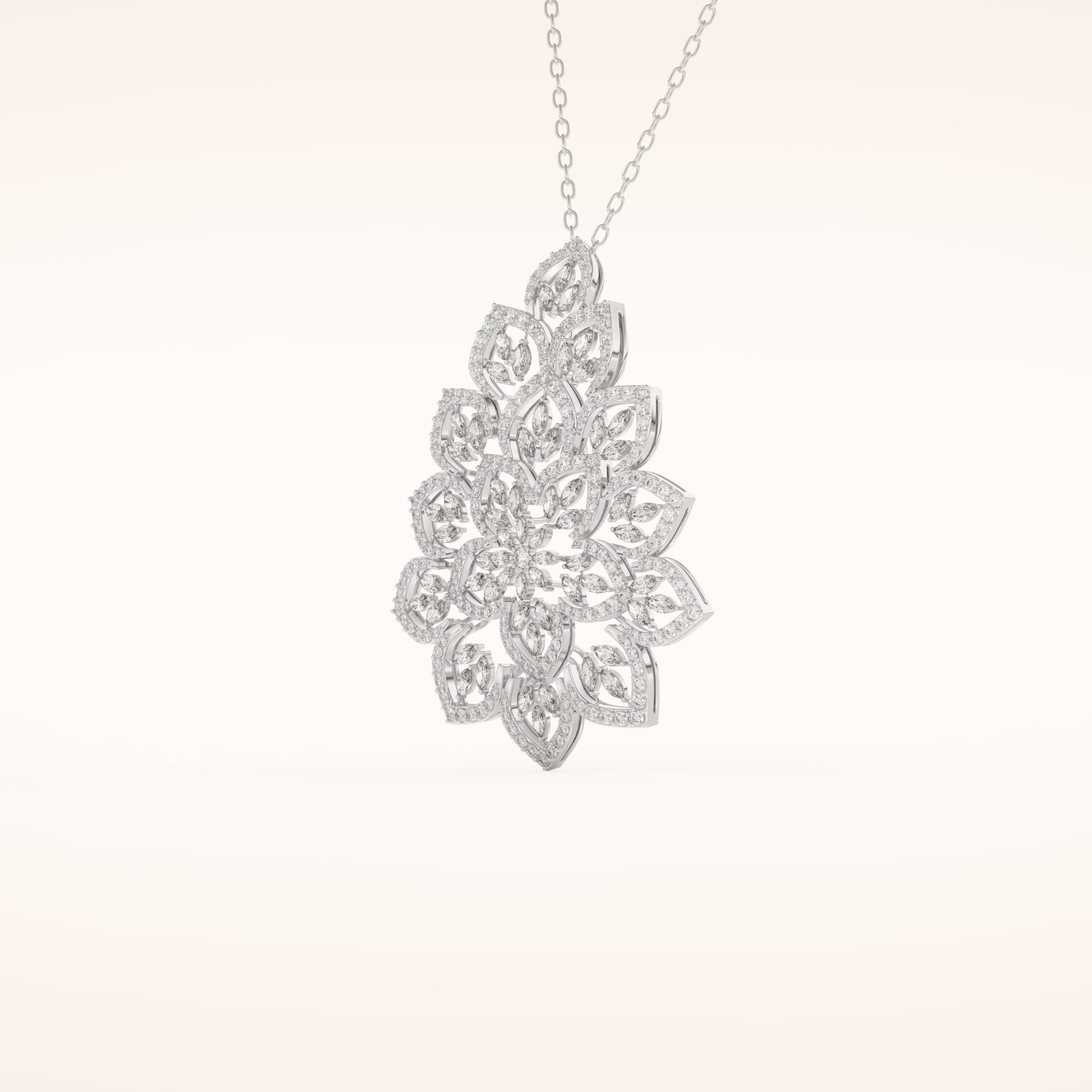 0.506 TCW Round Cut Moissanite Floral Charm Necklace