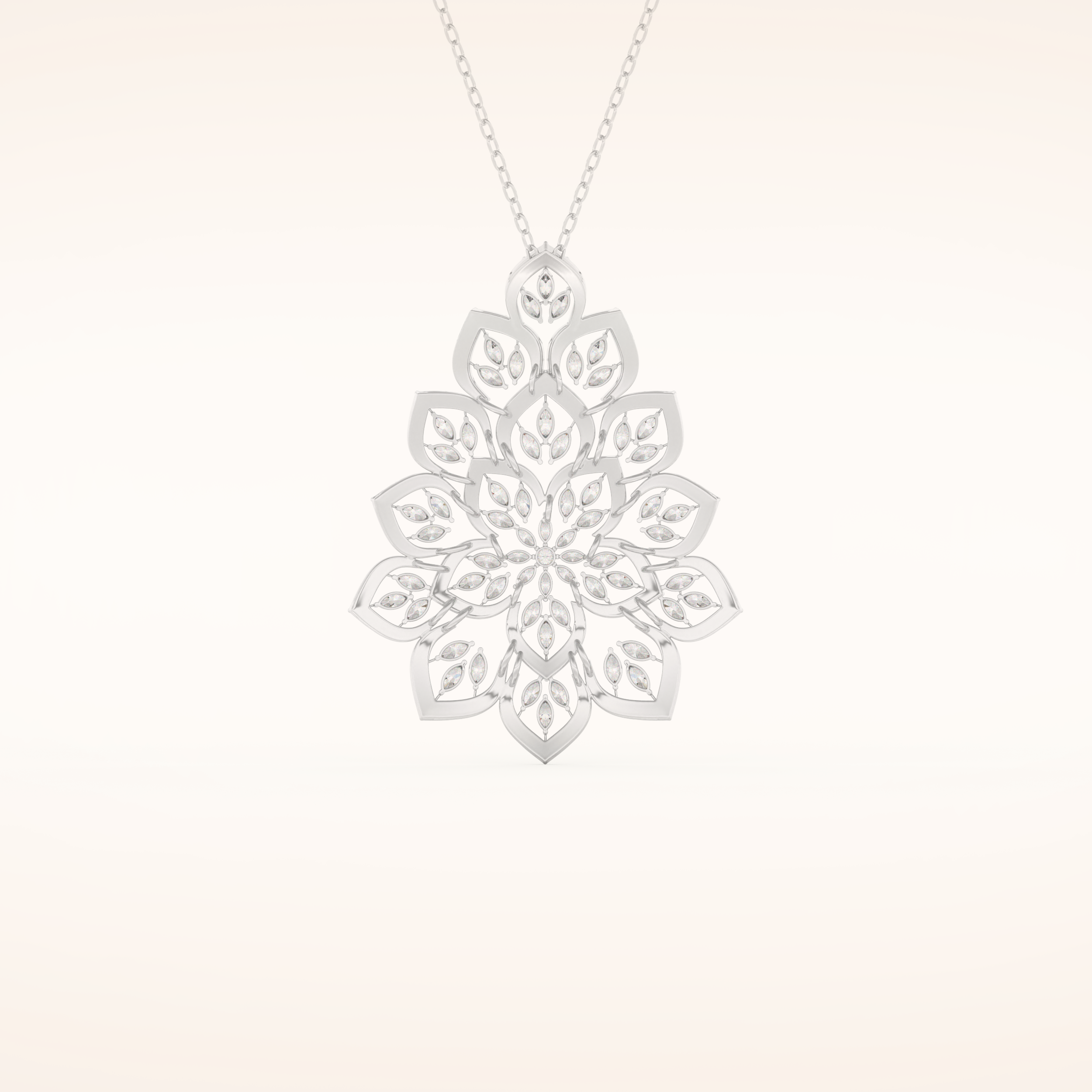 0.506 TCW Round Cut Moissanite Floral Charm Necklace