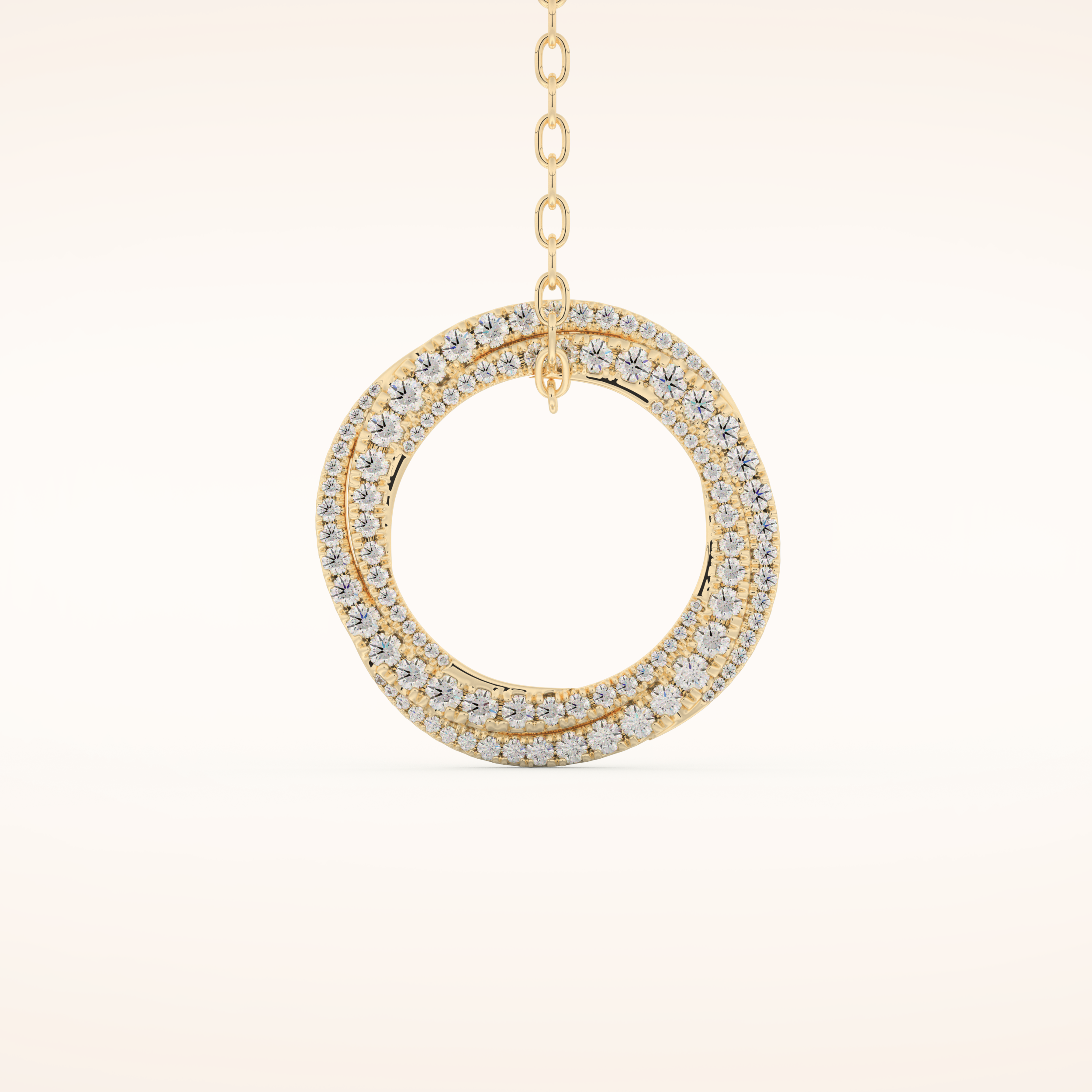 1.288 TCW Round Cut Moissanite Spiral Circle Charm Necklace