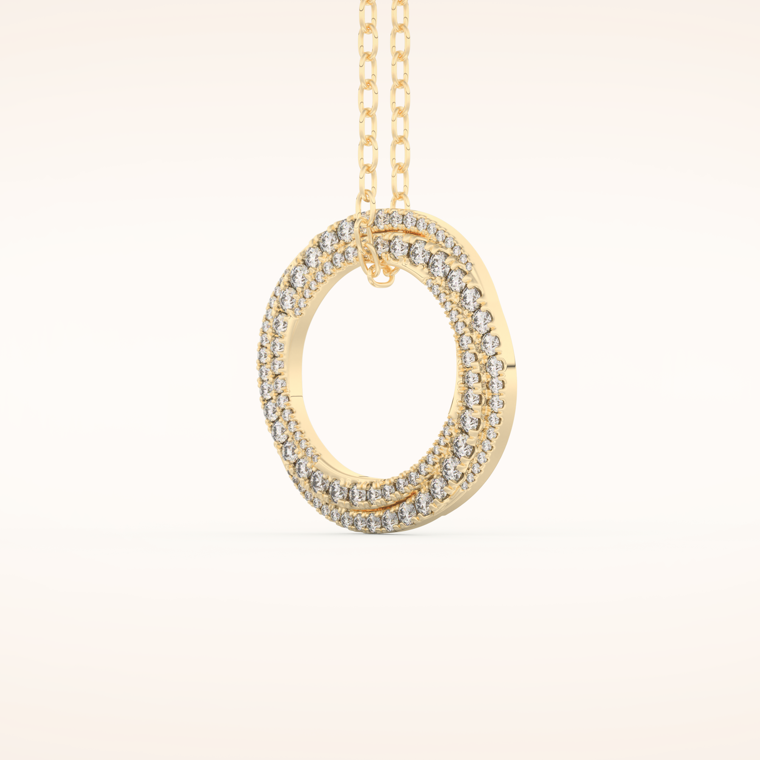 1.288 TCW Round Cut Moissanite Spiral Circle Charm Necklace