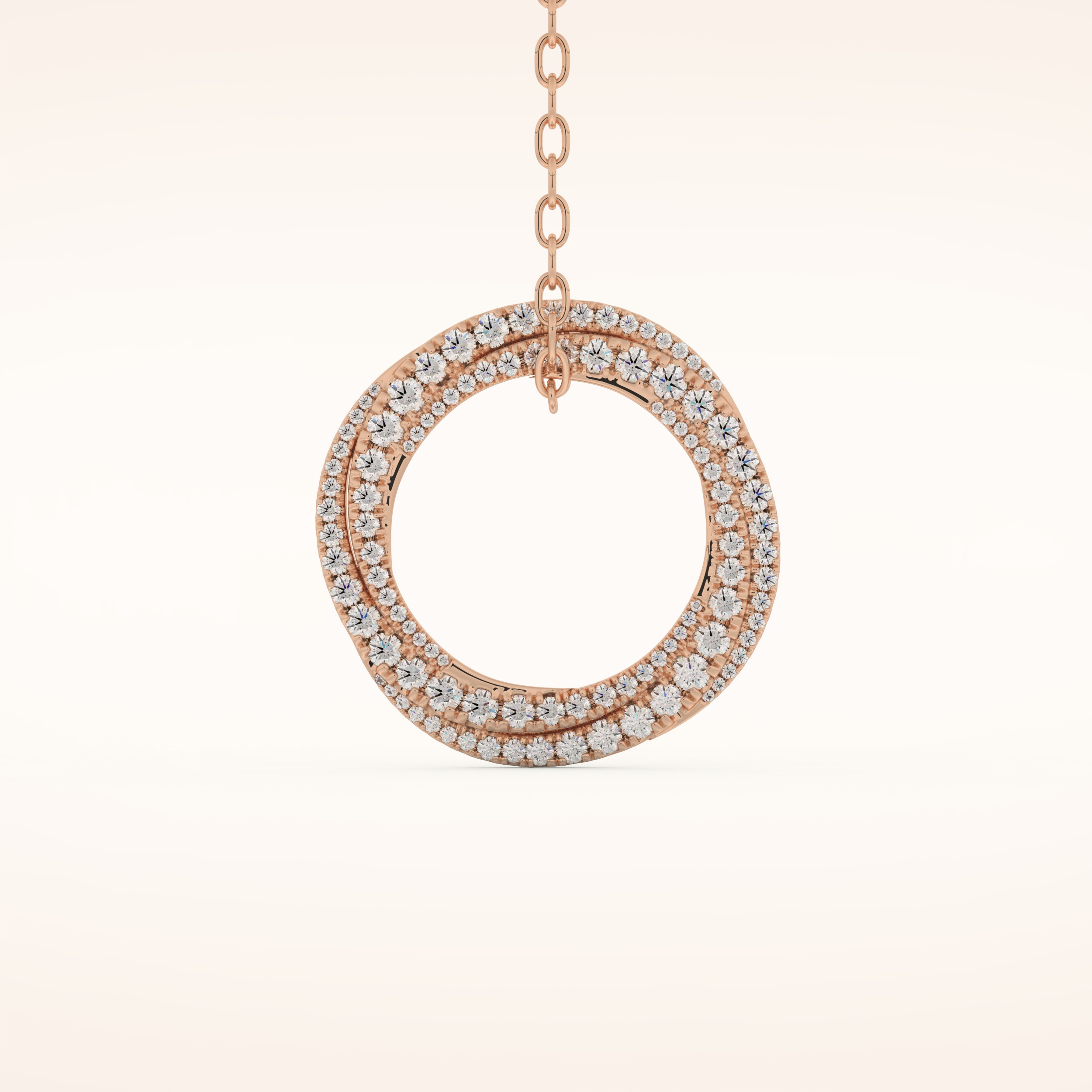 1.288 TCW Round Cut Moissanite Spiral Circle Charm Necklace