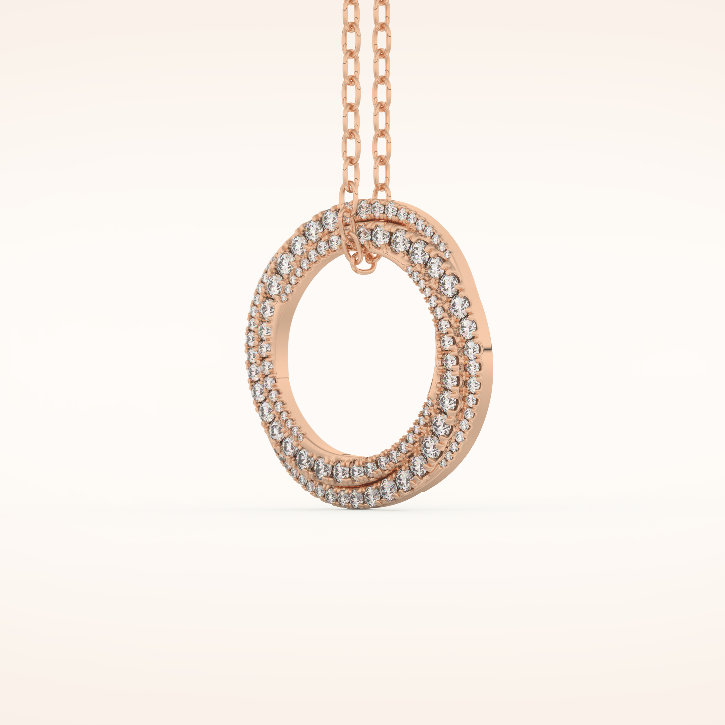 1.288 TCW Round Cut Moissanite Spiral Circle Charm Necklace