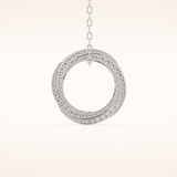 1.288 TCW Round Cut Moissanite Spiral Circle Charm Necklace