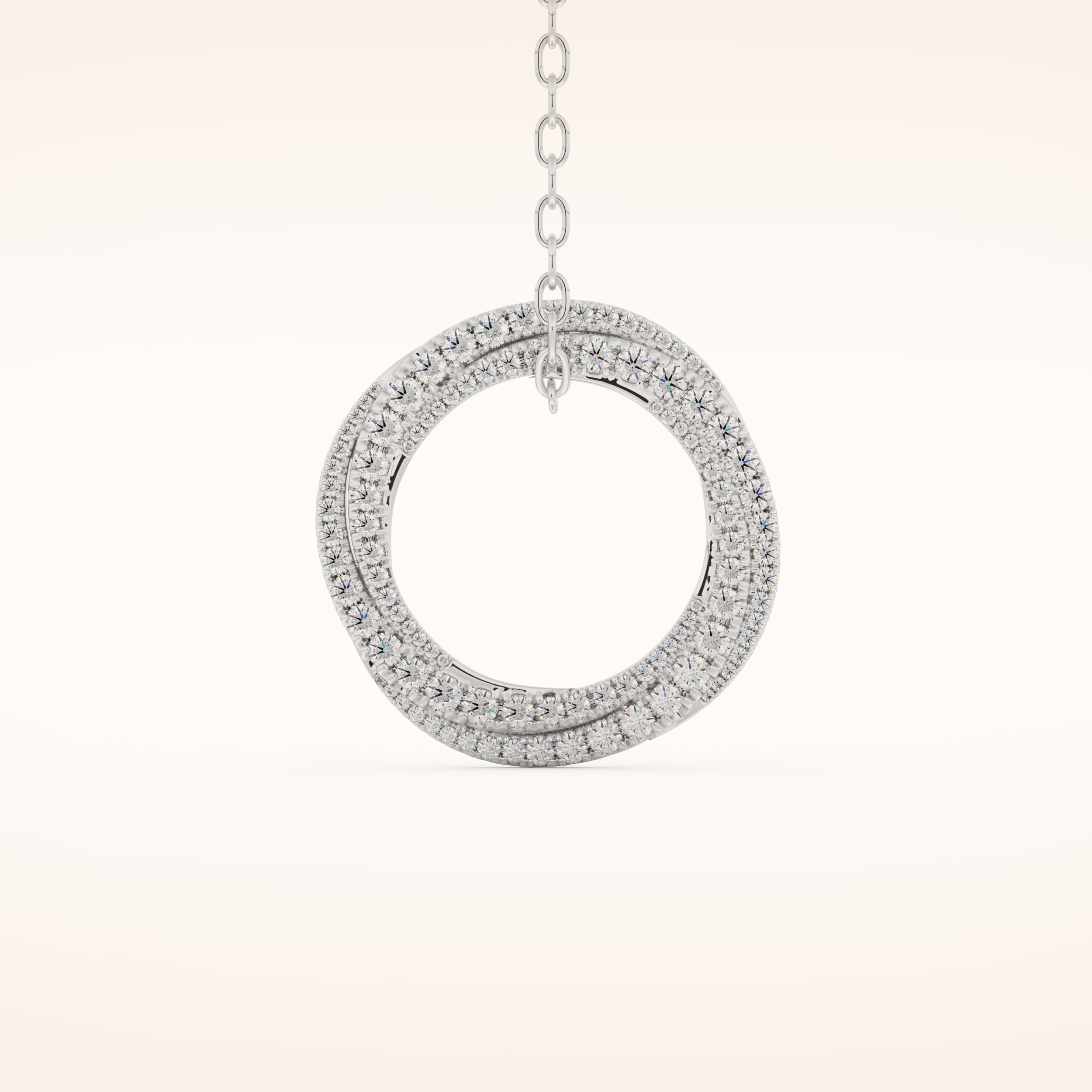 1.288 TCW Round Cut Moissanite Spiral Circle Charm Necklace