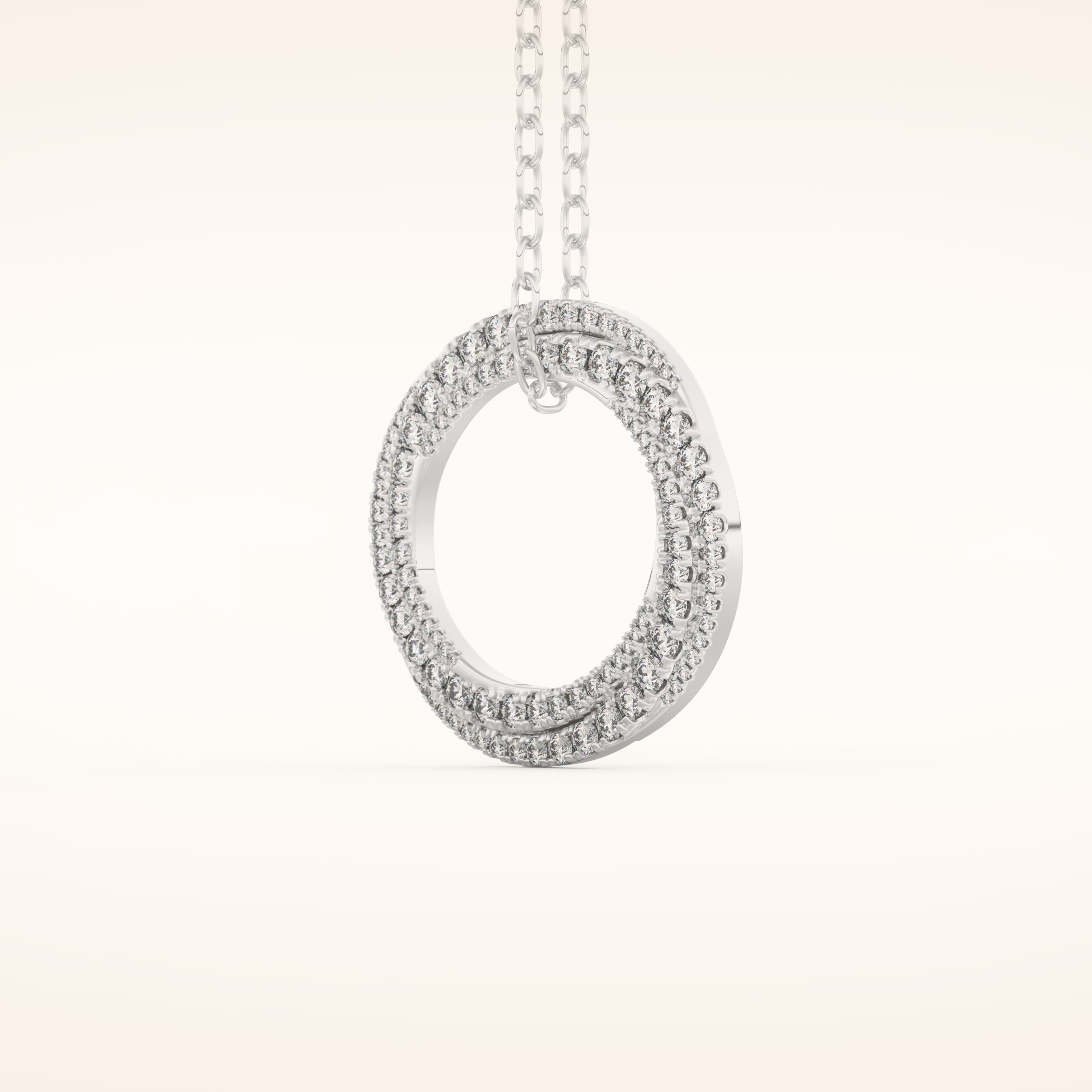 1.288 TCW Round Cut Moissanite Spiral Circle Charm Necklace