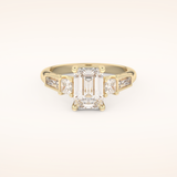 1.83 CT Emerald Shaped Cluster Moissanite Engagement Ring