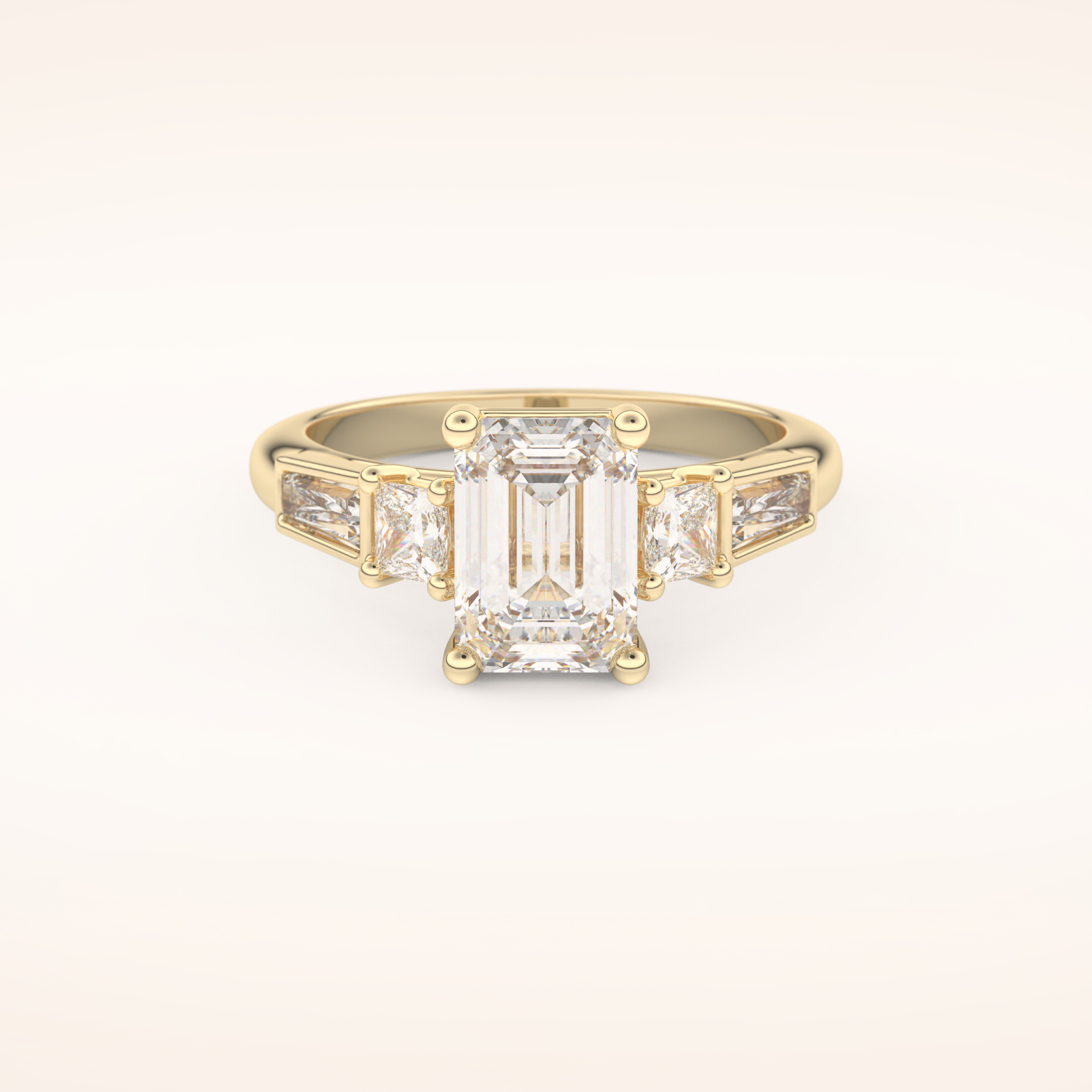 1.83 CT Emerald Shaped Cluster Moissanite Engagement Ring