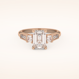 1.83 CT Emerald Shaped Cluster Moissanite Engagement Ring