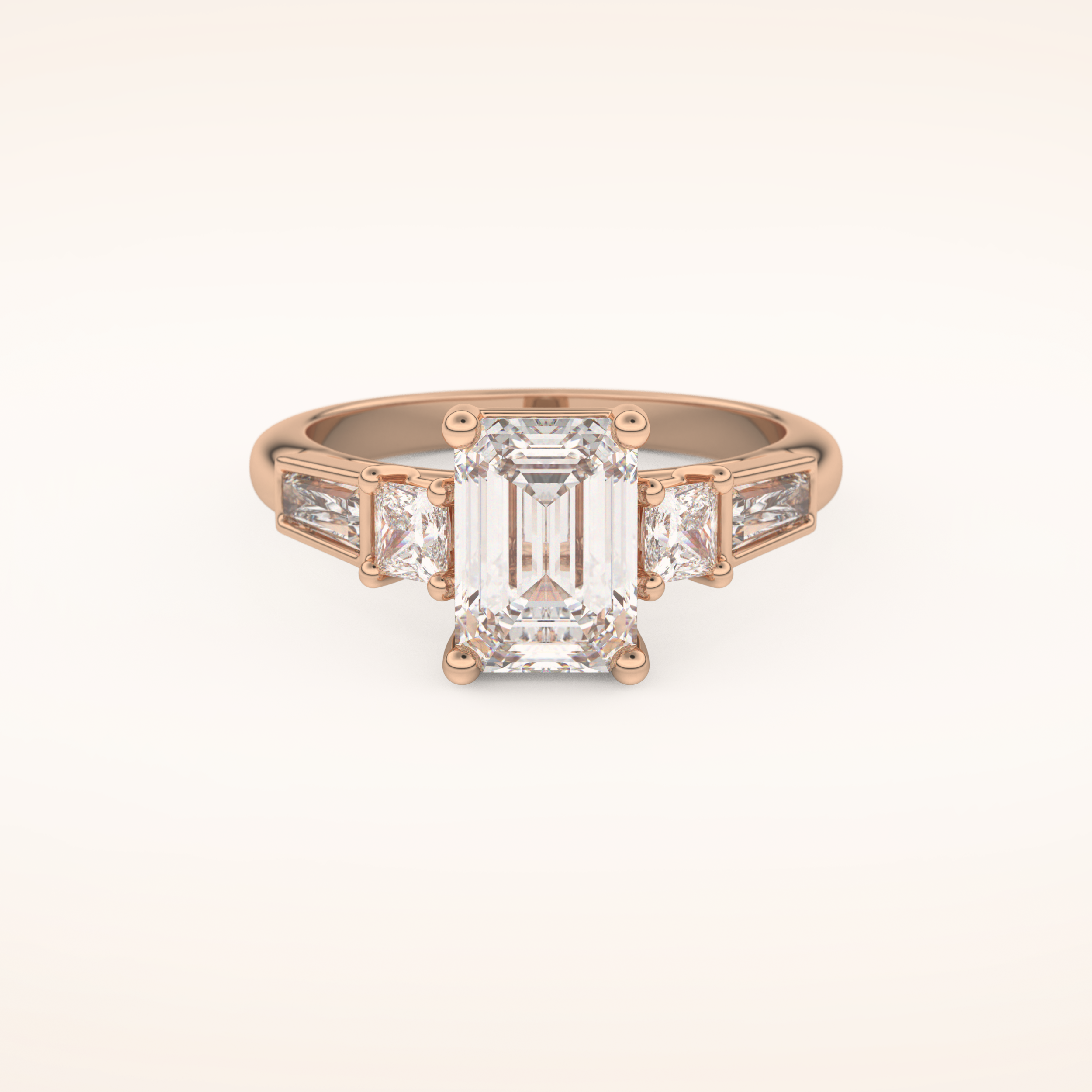 1.83 CT Emerald Shaped Cluster Moissanite Engagement Ring