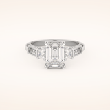 1.83 CT Emerald Shaped Cluster Moissanite Engagement Ring