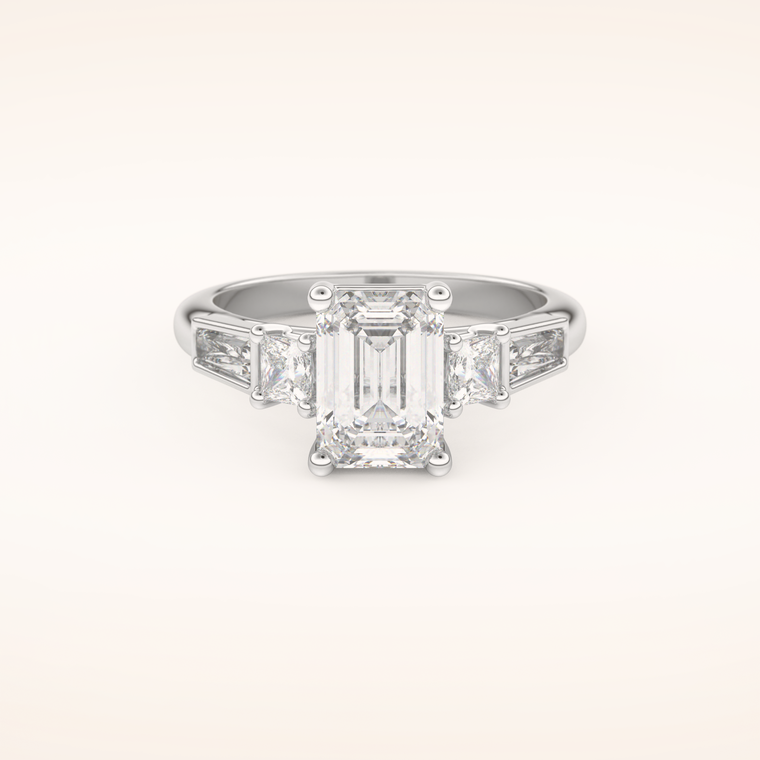 1.83 CT Emerald Shaped Cluster Moissanite Engagement Ring