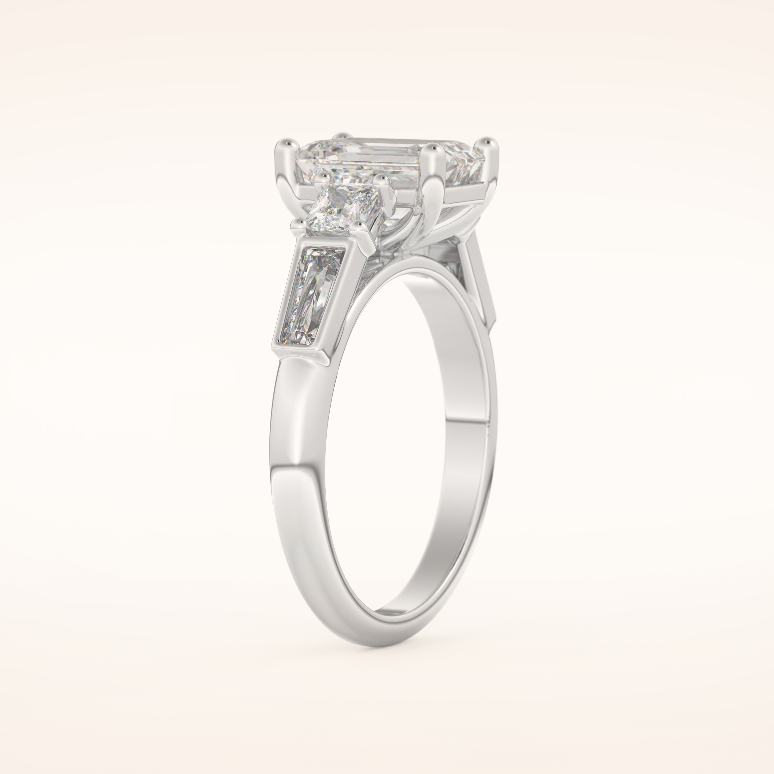 1.83 CT Emerald Shaped Cluster Moissanite Engagement Ring