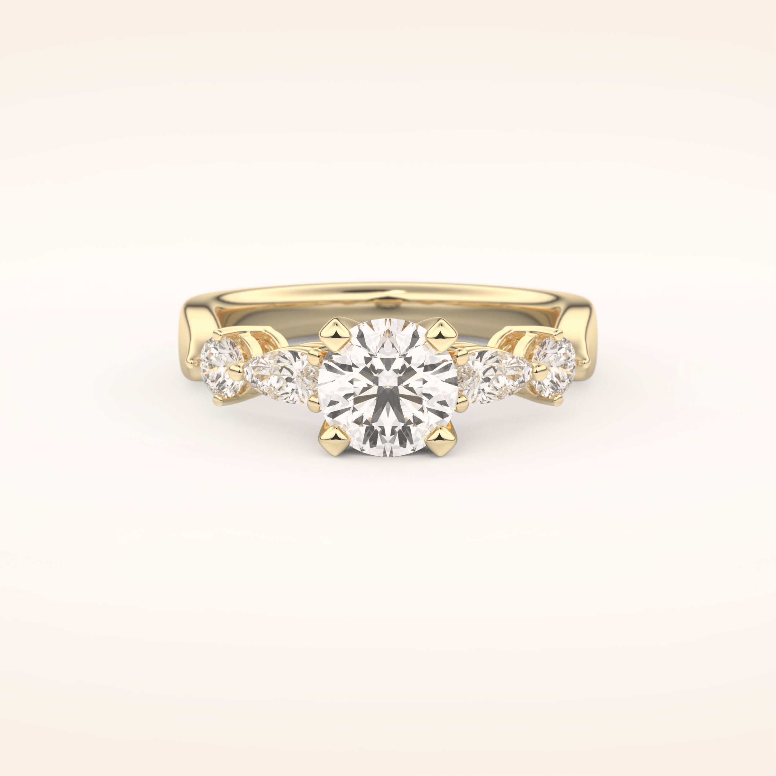 1.03 CT Round Shaped Cluster Moissanite Engagement Ring