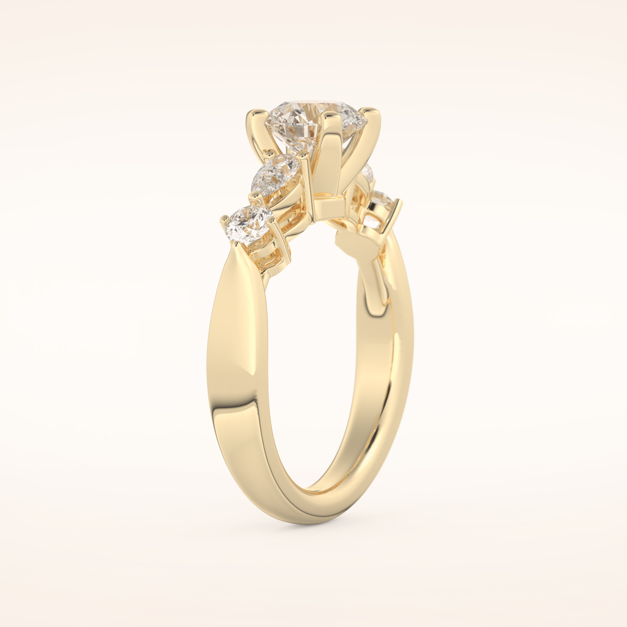 1.03 CT Round Shaped Cluster Moissanite Engagement Ring