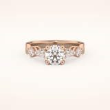 1.03 CT Round Shaped Cluster Moissanite Engagement Ring