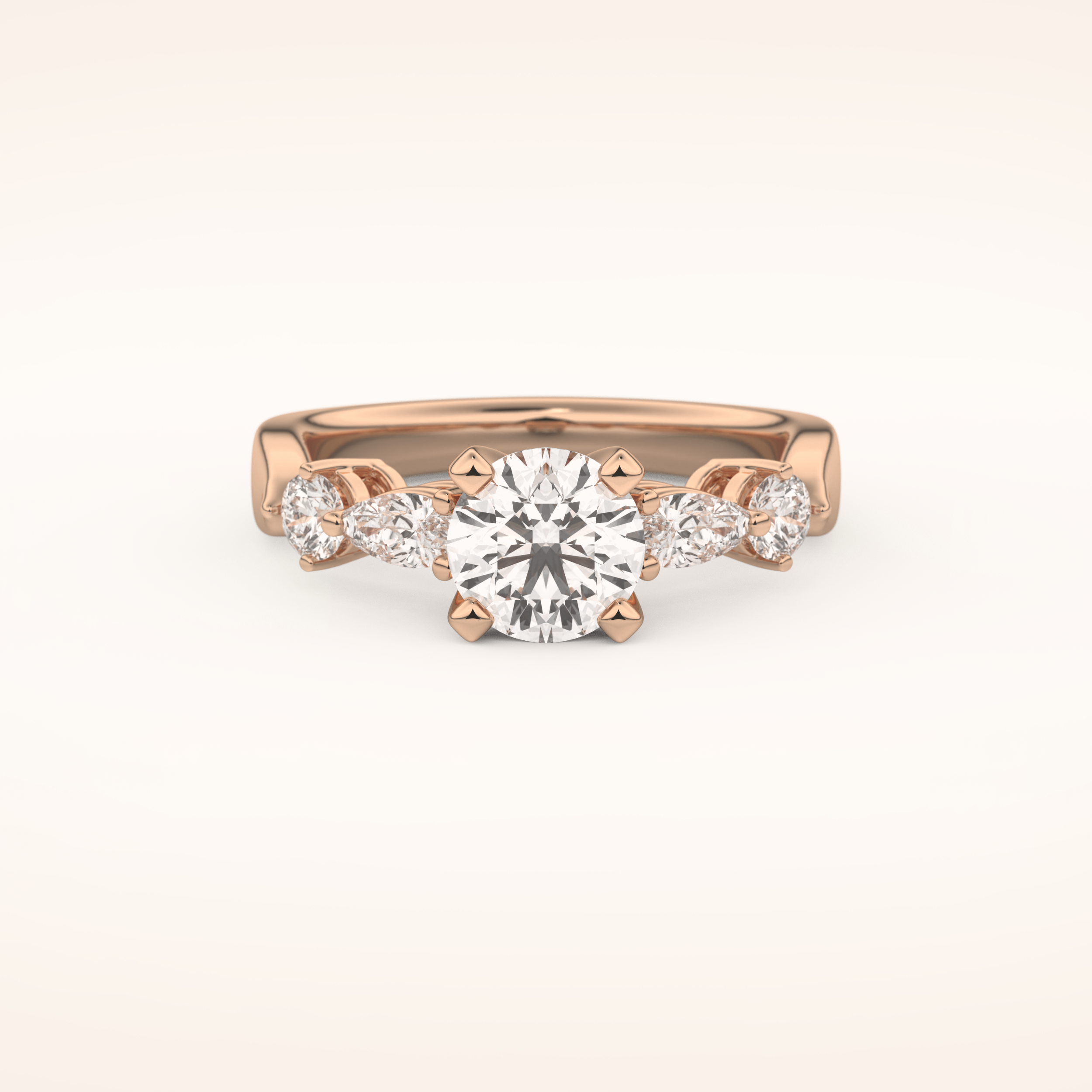 1.03 CT Round Shaped Cluster Moissanite Engagement Ring