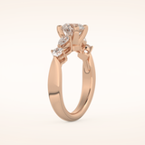 1.03 CT Round Shaped Cluster Moissanite Engagement Ring