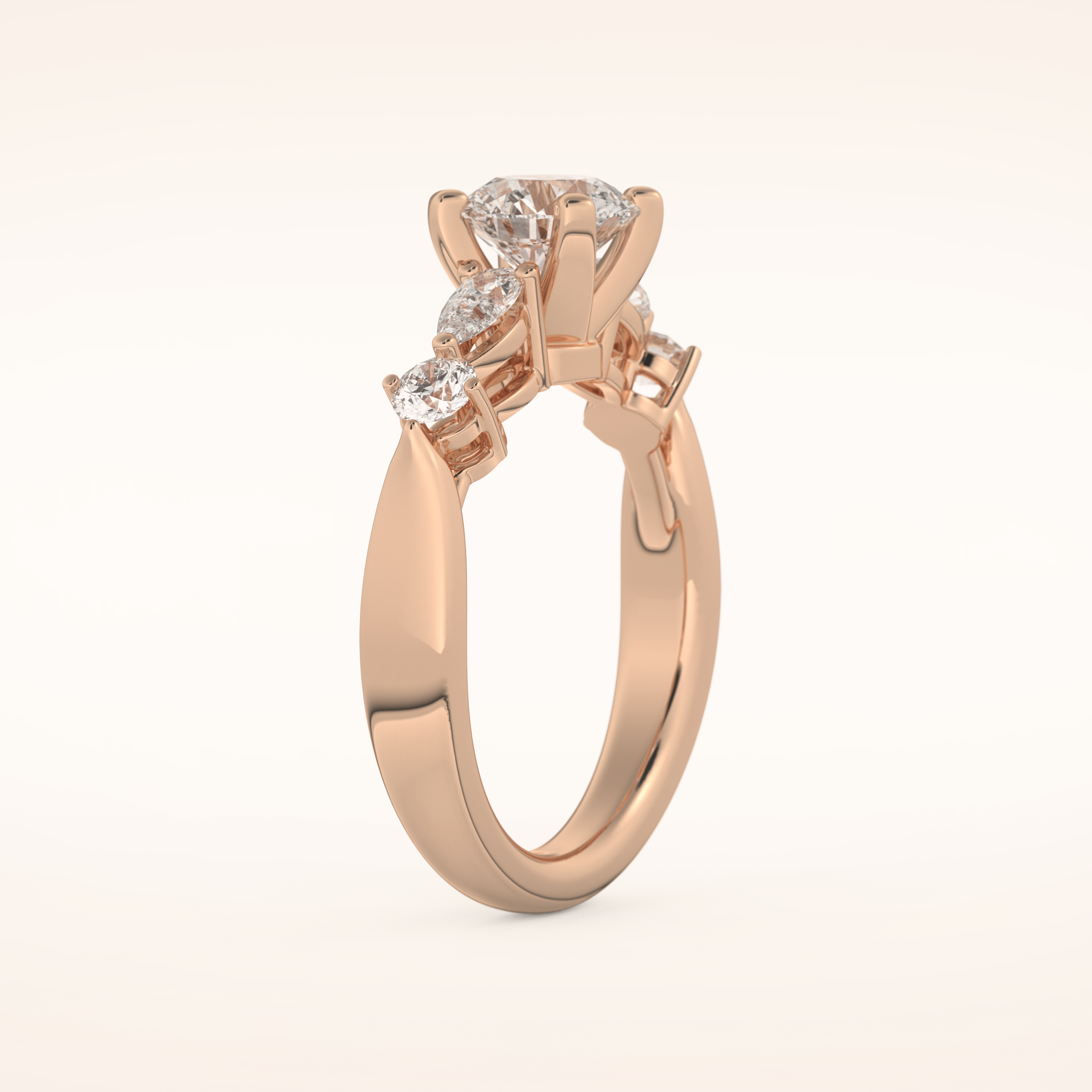 1.03 CT Round Shaped Cluster Moissanite Engagement Ring