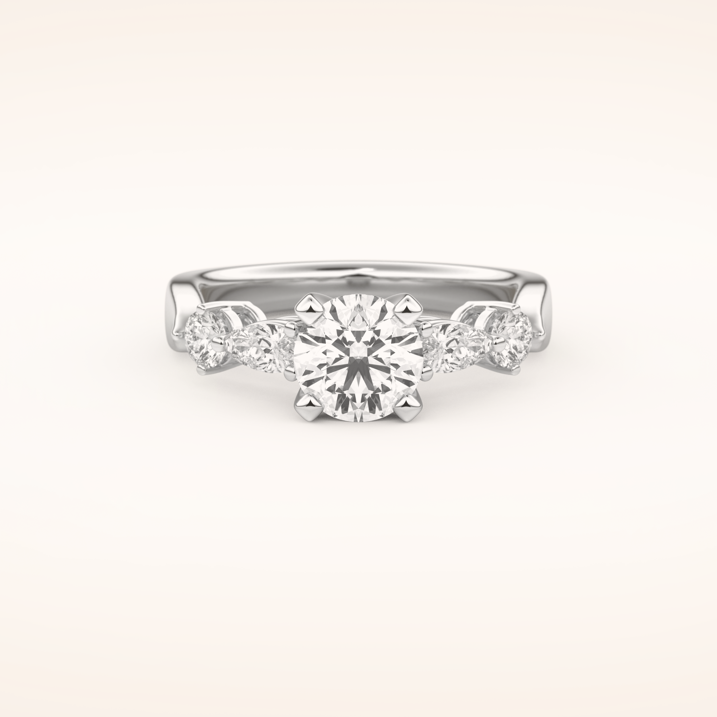 1.03 CT Round Shaped Cluster Moissanite Engagement Ring