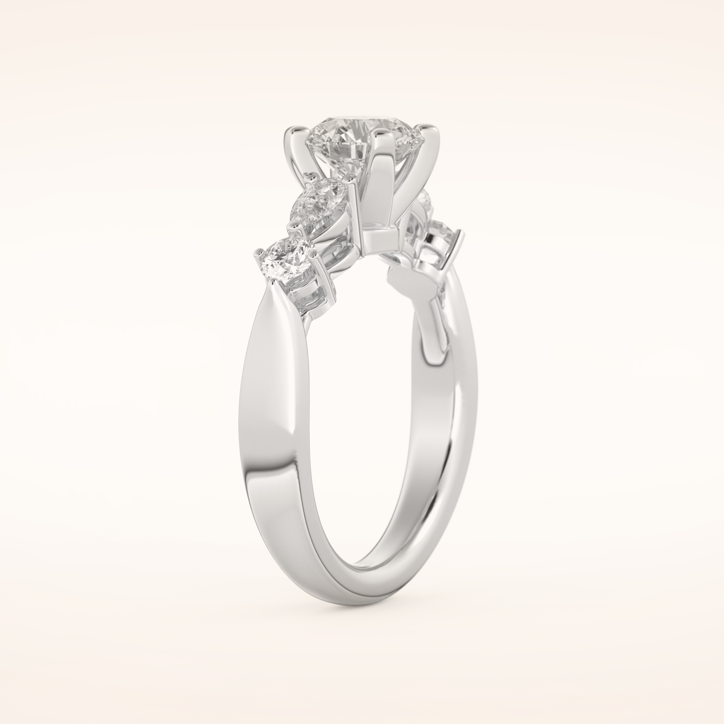 1.03 CT Round Shaped Cluster Moissanite Engagement Ring